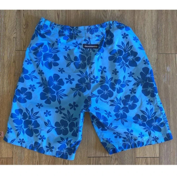 Abercrombie & Fitch Men's Floral Trunks Blue Tropical Print Pull On Swim  Sz M - Picture 2 of 6